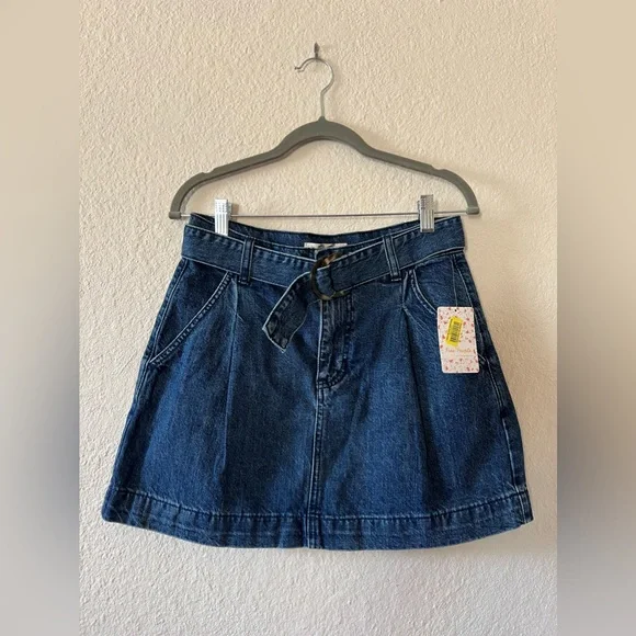 Free People Belted Jade Denim Skirt (NWT) - Picture 2 of 5